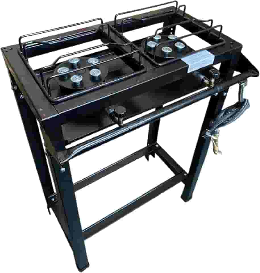 Fogão Industrial 2 Bocas Alta Pressão Preto c/Mang e Reg (Junior)