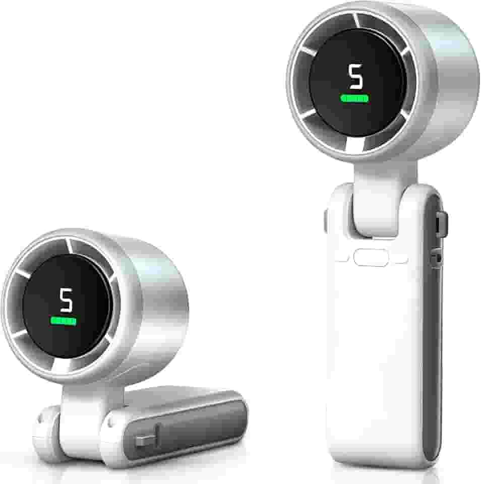 Ventilador Portátil Recarregável AQWS - Mini Ventilador Sem Fio Dobrável com Display Digital, 5 Velocidades de Vento, Ventilação Eficaz - Ideal para Casa, Escritório e Atividades ao Ar Livre