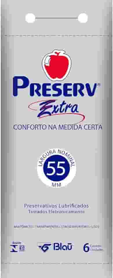 Preservativo Extra Lubrificado com Óleo de Silcone com 6 Unidades, Preserv