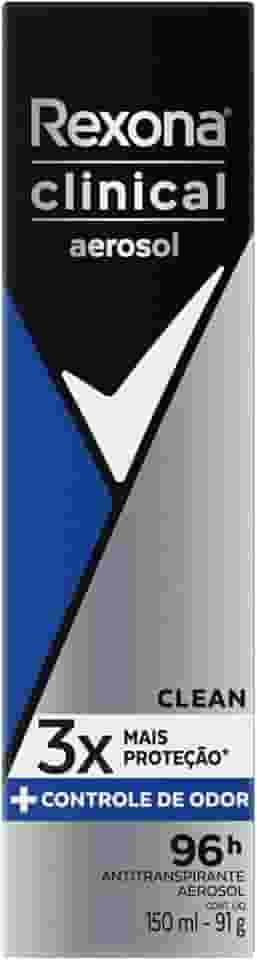 Rexona Antitranspirante Aerossol Men Clinical Clean 150ml (A embalagem pode variar)