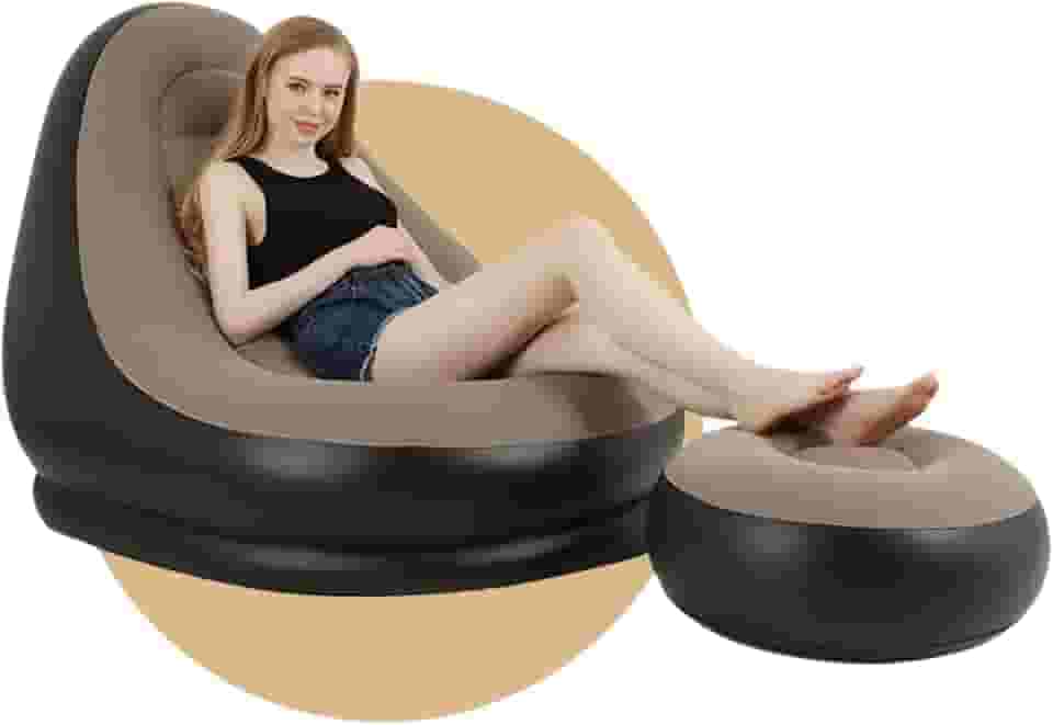 Poltrona Inflável Rápido Portátil Com Banco De Apoio Para Os Pés