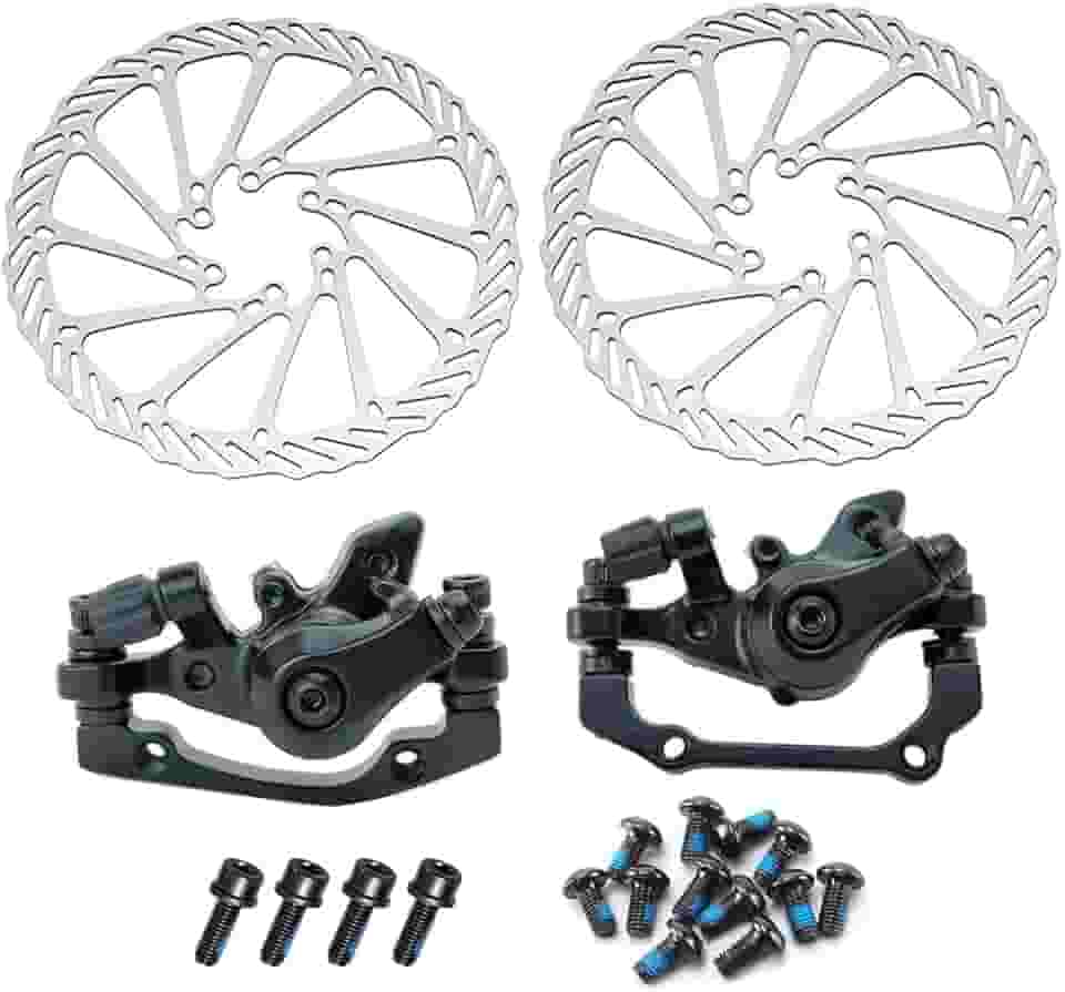 Kit de freio a disco de bicicleta, kit de freio a disco mecânico, incluindo pinças de freio a disco mecânicas dianteiras e traseiras com rotor de 160 mm para bicicletas de montanha, bicicletas