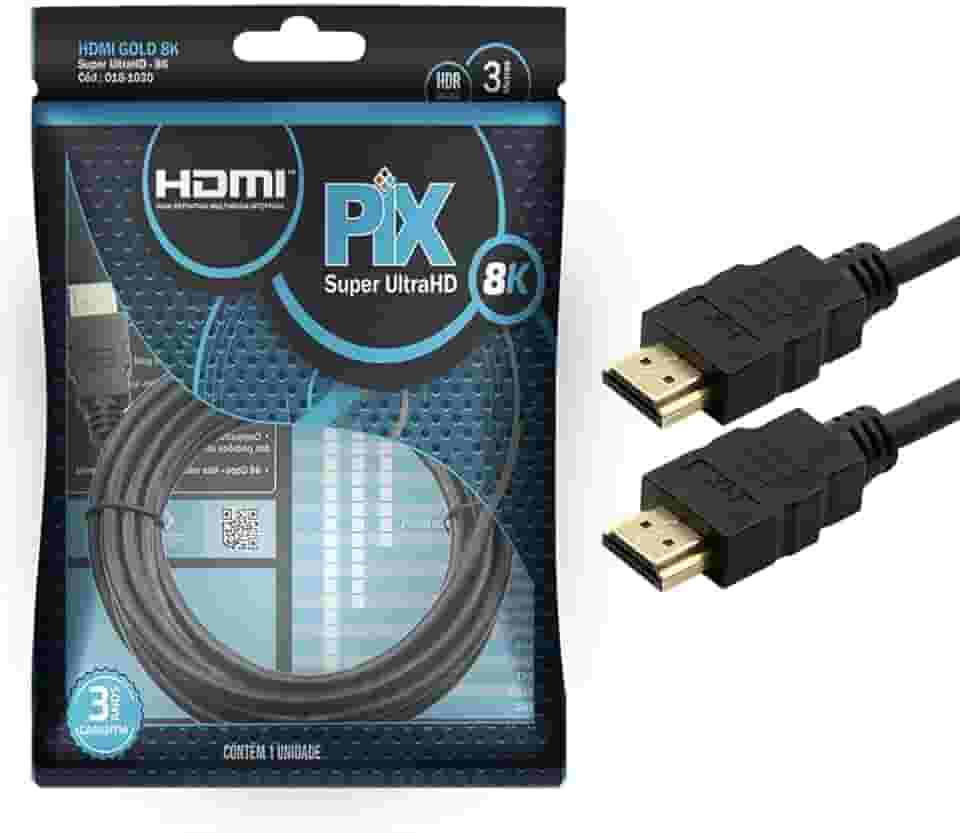 PIX CABO HDMI GOLD 2.1-8K HDR 19P 1.5M, Pix, 018-1015 (Embalagem pode variar)