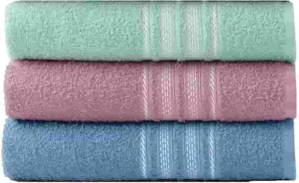 Kit 3 Toalhas de Banho Teka Escala, 100% Algodão, 280 g/m² (Verde/Vinho/Azul)