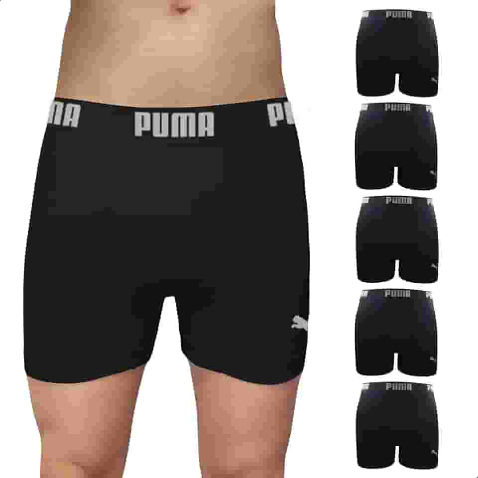 Kit 5 Cuecas Boxer Puma Sem Costura Microfibra Performance Elástico 40MM Masculino Adulto