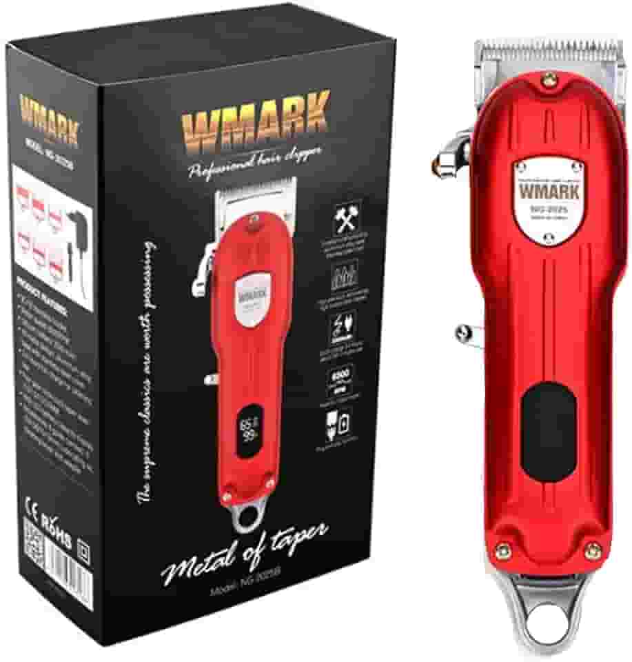 WMARK Maquina de Cortar Cabelo Profissional Display LCD NG2025B Vermelho