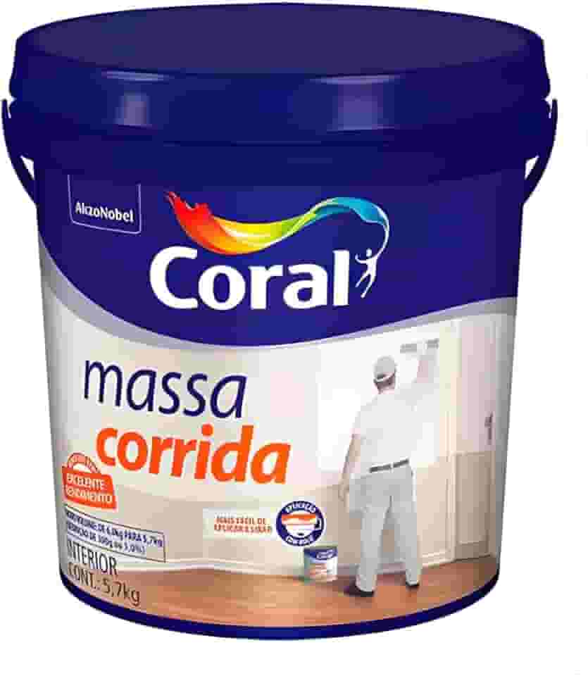 Massa Corrida Coral Branca Interiores Galão Plástico 5,7 Kg