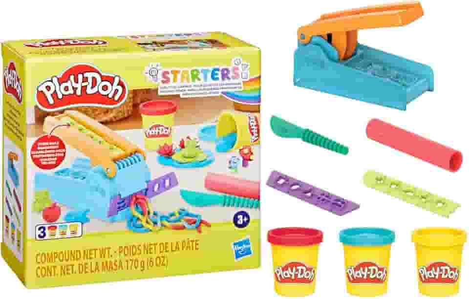 Play-Doh Massinha de Modelar Infantil, Kit Inicial Fábrica Divertida, conjunto de massinha com acessórios e 2 potes de massa de modelar, presente de Natal para crianças acima de 3 anos