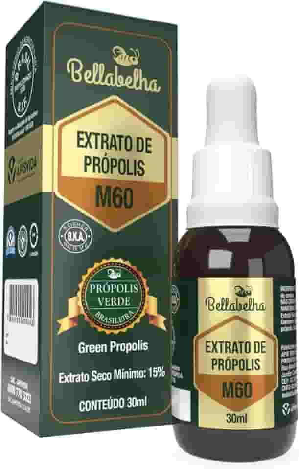 Bellabelha Extrato de Própolis Verde M60 | 30mL | Extrato Alcoólico com Alta Concentração, Produto Natural