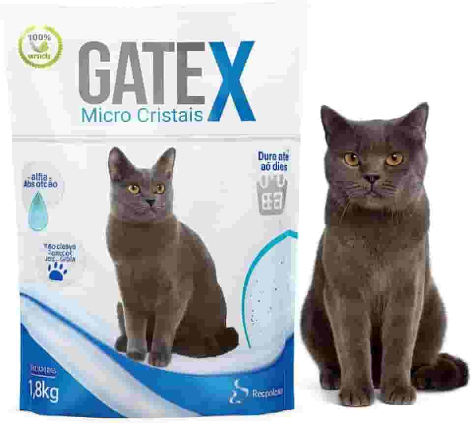 Areia Sanitária para Gatos Gatex Micro Cristais 1,8kg – Sílica 100% Natural, Alta Absorção, Controle de Odores, Dura até 30 Dias, Não Deixa Pegadas, Ideal para Gatos Adultos e Filhotes