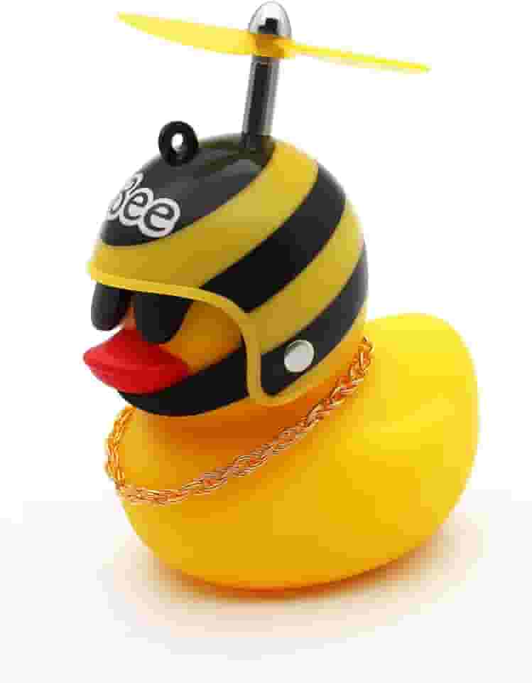 Patinho De Borracha Amarelo Para Moto Carro Bicicleta Infantil Com Capacete Enfeite Divertido Guidão Retrovisor (Moto/Bicicleta)