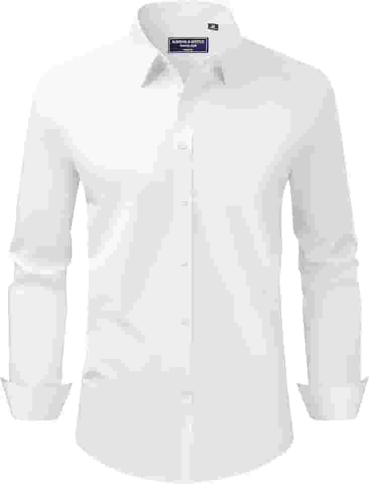 Camisa social masculina, caimento regular, elástica, proteção contra manchas, manga comprida, lisa, para casamentos, camisas de botão