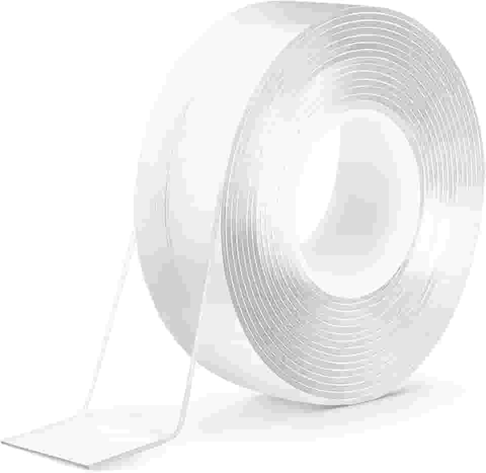 Fita dupla face resistente, fita adesiva nano dupla face, fitas adesivas transparentes para pendurar imagens (9,85 pés) 2 mm de espessura x 20 mm de largura