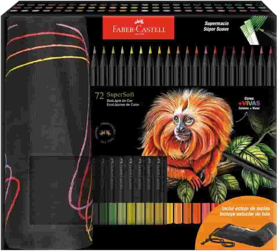 Lápis De Cor, Faber-Castell, Ecolápis Supersoft, 371910, 72 cores com estojo de tecido