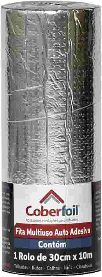 Fita Asfáltica Multiuso Metalizada 30cmx10m Auto Colante Vedação para Telhados Calhas Rufos Alta Resistência e Durabilidade Vazamentos Vedação Refletiva Aluminizada