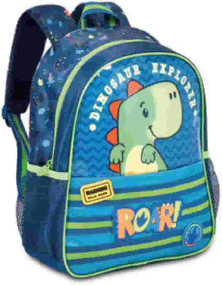 Mochila Infantil Dinossauro Escolar Clio Pequena | Mochila de Costas Dino Verde com Estampa Fofa | Zíper de Metal e Alças Reguláveis | Ideal para Creche e Educação Infantil