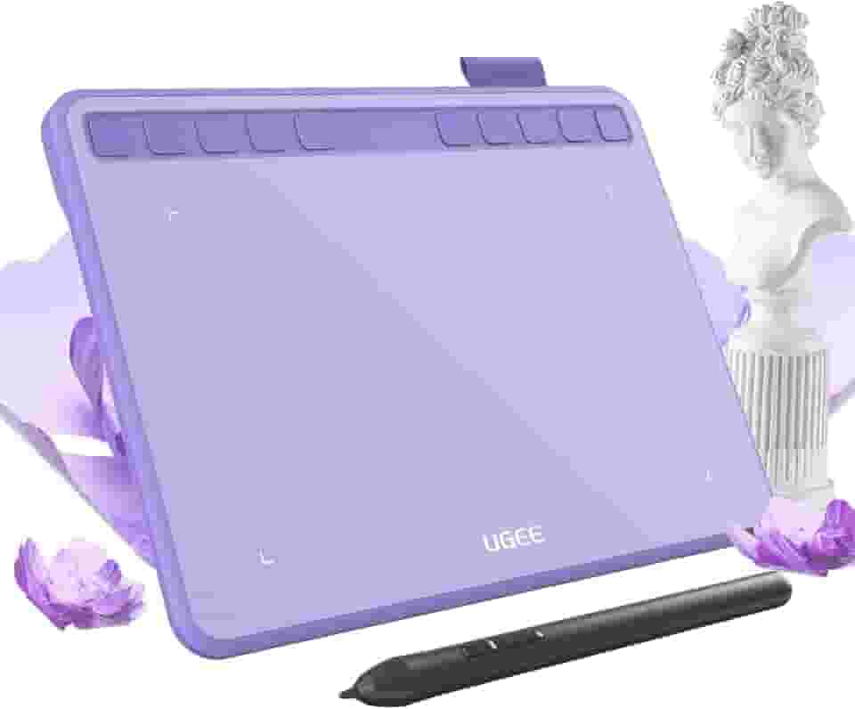 Ugee Tablet de desenho 16,5 x 10 polegadas com 10 teclas de atalho, tablet digital sem bateria Stylus 8192 sensibilidade à pressão função de inclinação de 60° almofada de desenho para PC, Mac,