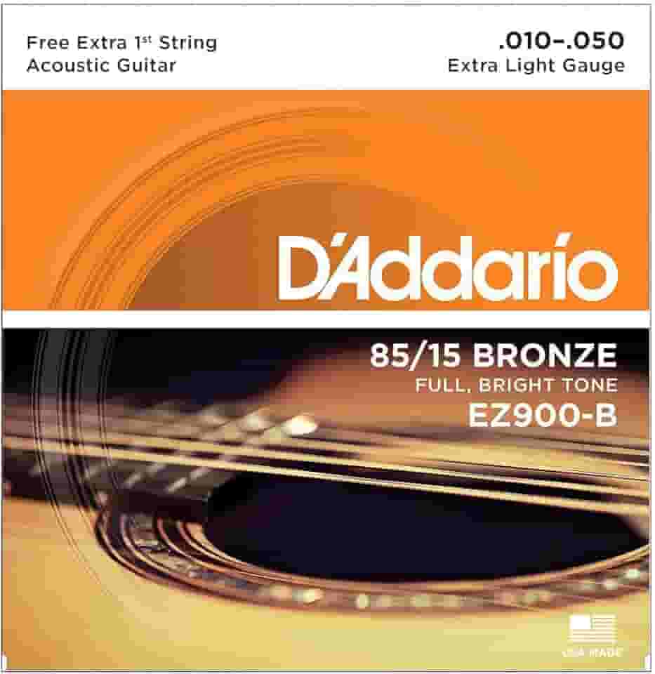 Encordoamento Para Violão Aço .010-.050 Com Corda Extra PL010 D'Addario Bronze 85/15 EZ900-B