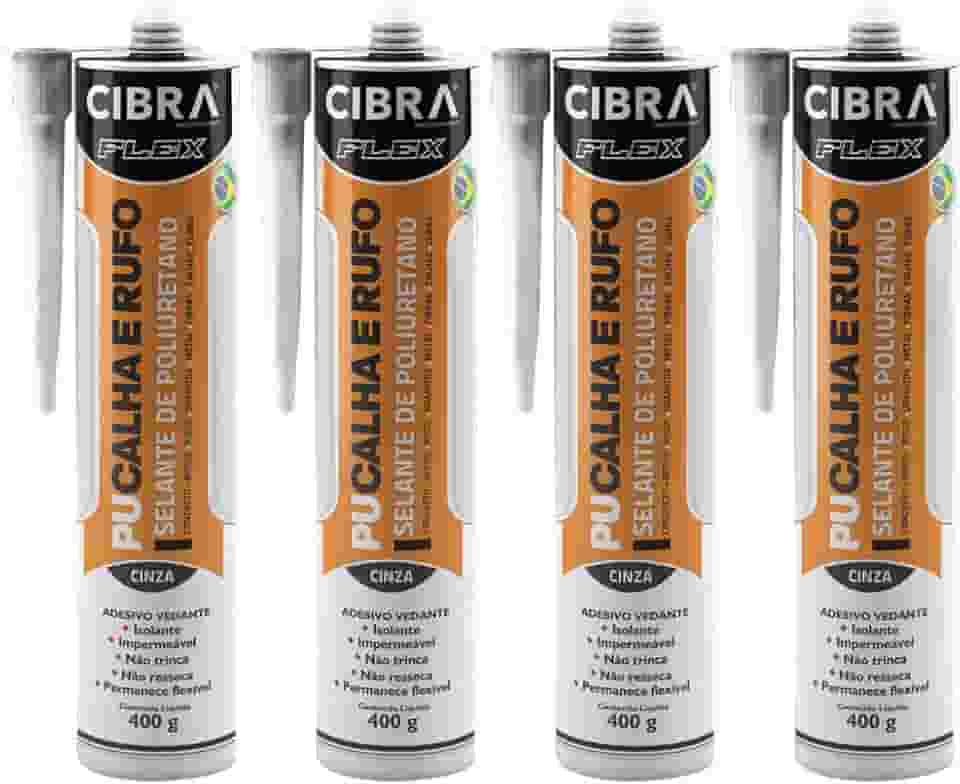Kit 4 Selantes PU Calha e Rufo Selante de Poliuretano Adesivo Vedante Cinza Cibra Flex