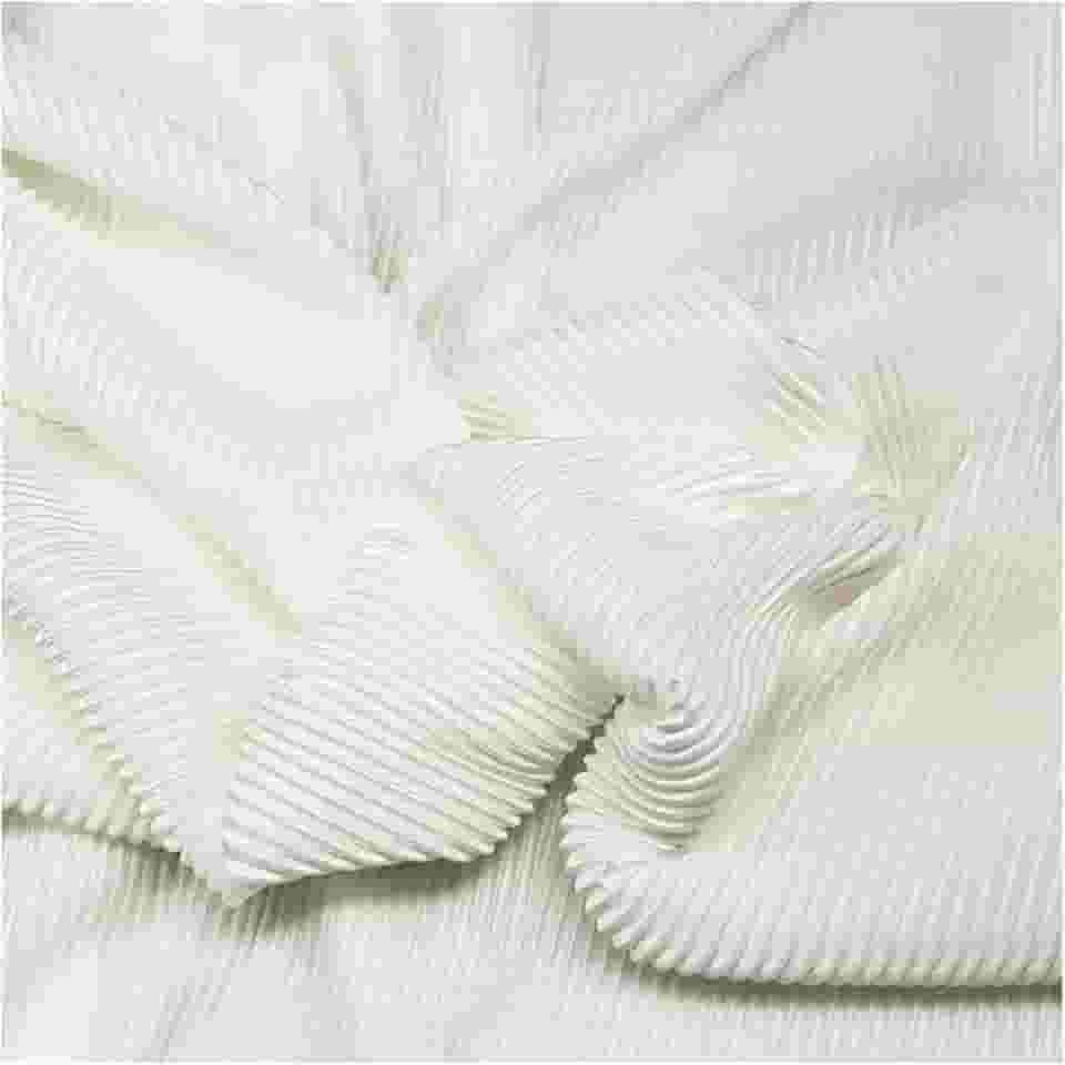 Tecido plissado tecido elástico linha textura elástica listras finas tecido designer para calças sociais terno costura 150 cm largura M105F2 (marfim)