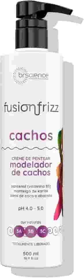 Creme para Pentear Cachos Cabelos Cacheados Fusionfrizz Brscience 500ml – Hidratação, Nutrição e Ação Antifrizz com Brilho Intenso para Cachos Curvas 3A, 3B e 3C