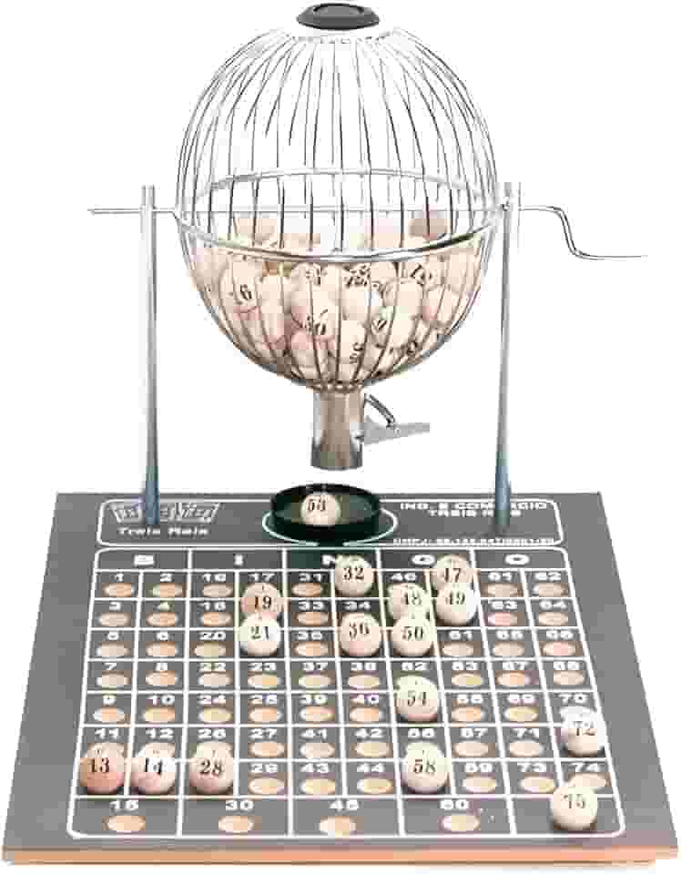 Kit Jogo de Bingo Profissional com Globo Metálico N°2 Médio, 75 Bolinhas, 300 Cartelas