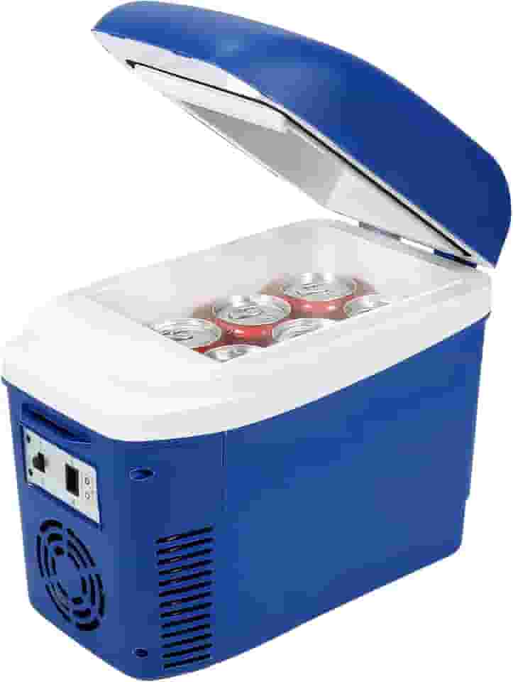Iceblue Mini refrigerador de 7L/9 latas, plugue CA e carregador de carro de 12 V, geladeira pequena com cinto, mini geladeira portátil e compacta para quarto, carro, viagem, piquenique, escritório