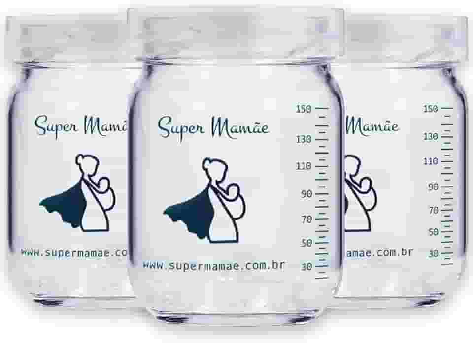 Pote de Vidro para Leite Materno 150ml Super Mamãe Original - 3 unidades