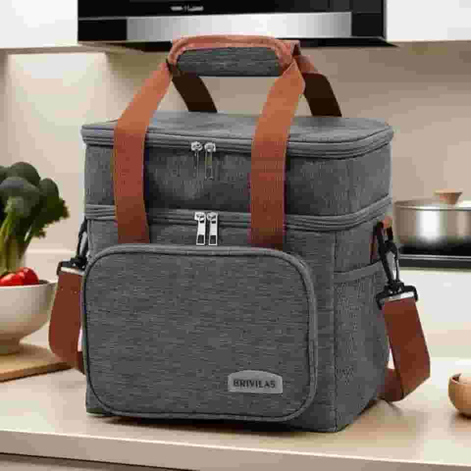 Bolsa Térmica Lancheira Para Marmita 2 Compartimentos Grandes 13 Litros Conserva Alimentos Alça Ombro Ajustável Impermeável Trabalho Escola Faculdade Academia Passeio Praia Piscina Bebidas Premium