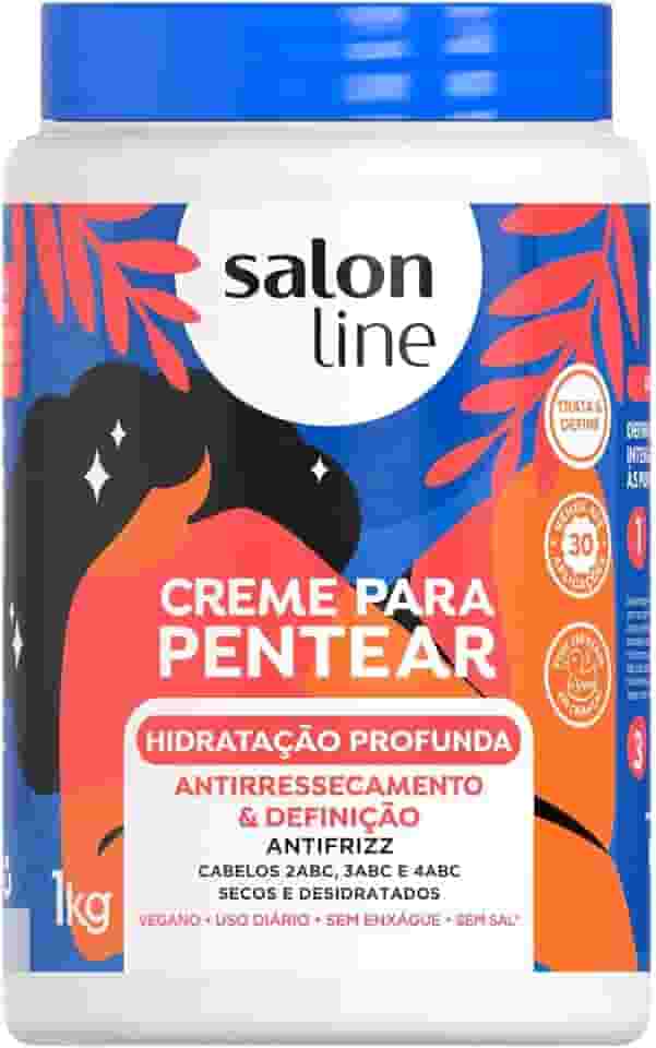 Salon Line, Creme de Pentear, Hidratação Profunda, Definição e Antirressecamento, Vegano - Cabelos Ondulados, Cacheados e Crespos, 1 Kg