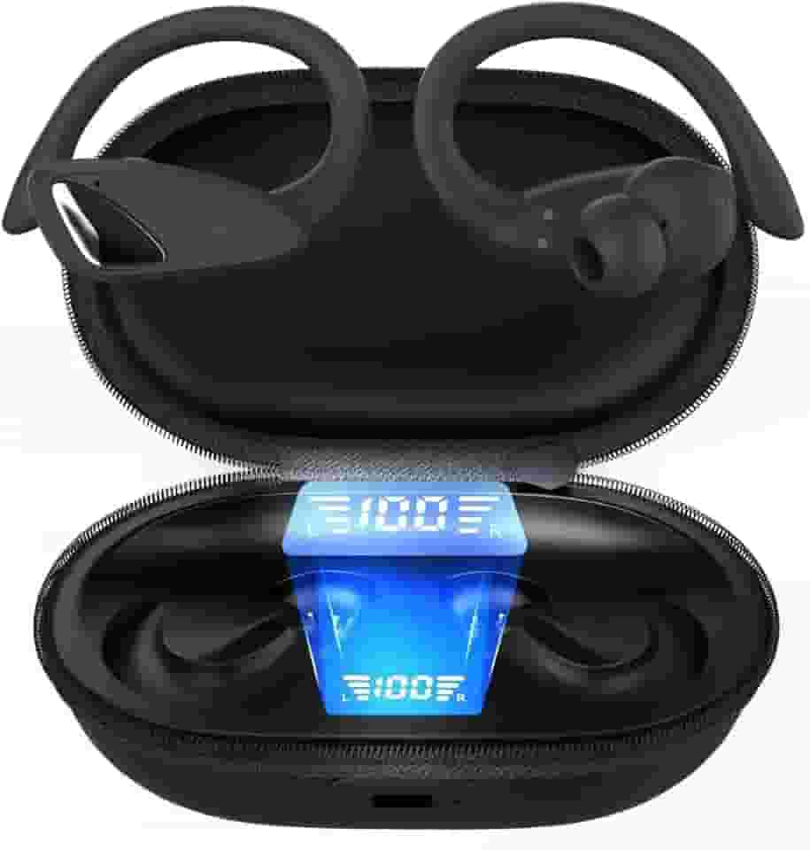 Fone de Ouvido, Bluetooth 5.4, IPX5 à Prova D'Água, 45h de Bateria, Com Microfone Embutido. Design Esportivo e Ergonômico, Ideal Para Corridas, Atividades Físicas, Videogame, IPhone e Android