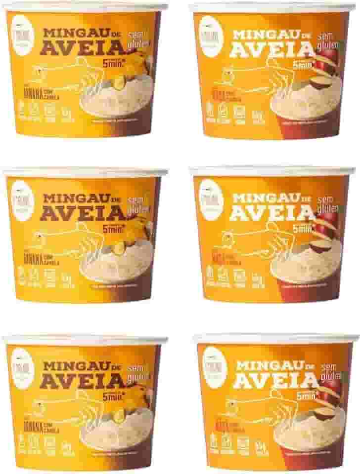 Mingau de Aveia Banana com Canela Sem Glúten, Sem Leite e Vegano - 06 UNIDADES (pronto em 05 minutos)