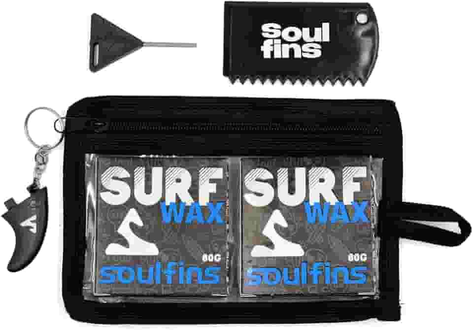Kit Surf Parafinas 80g Fórmula Especial Surf - Kit Com Parafina + Raspador + Chavinha de Quilha + Chaveiro + Estojo (Azul - Água Fria)