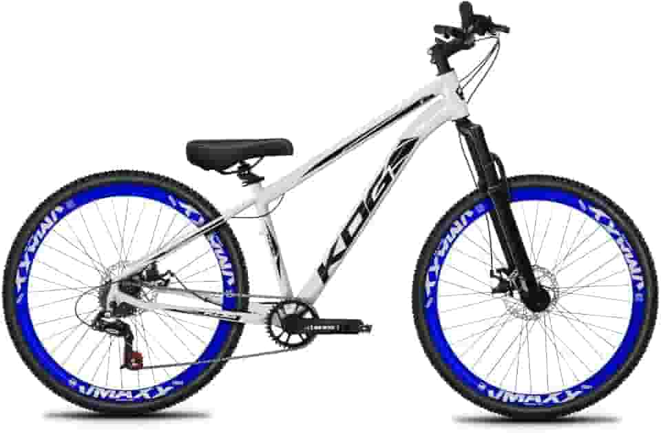 Bicicleta Aro 26 KOG 1x7 Freeride – Bike para Grau, Freeride Urbano, Suspensão 80mm, Freios a Disco, 7 Velocidades, Branco