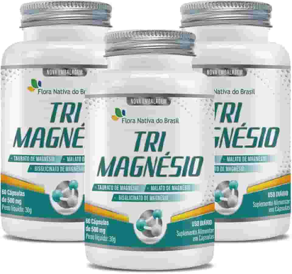 Kit Com 03 - Tri.Magnésio (taurato, malato e quelato) 500mg 60 Caps Flora Nativa