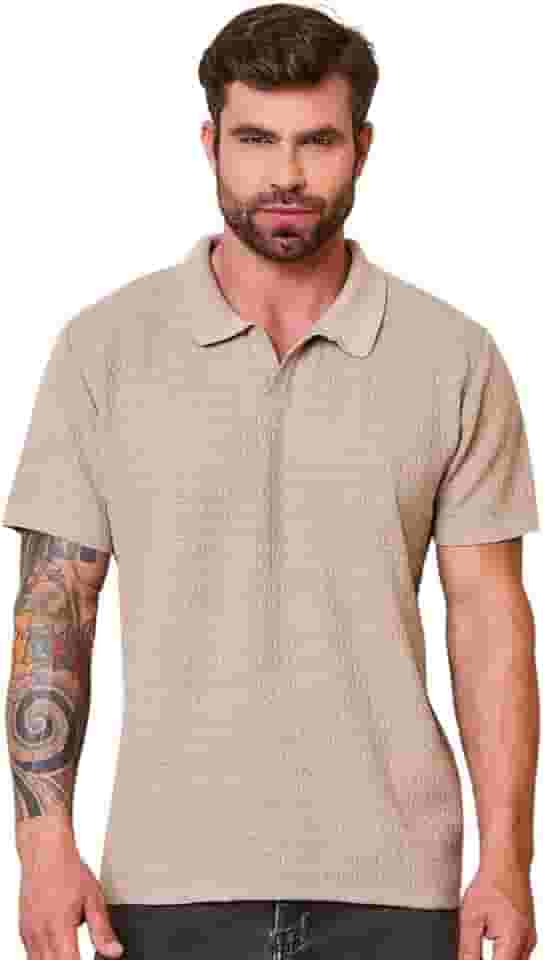 Camisa Polo Masculina Casual Premium Camiseta de Tricô Manga Curta