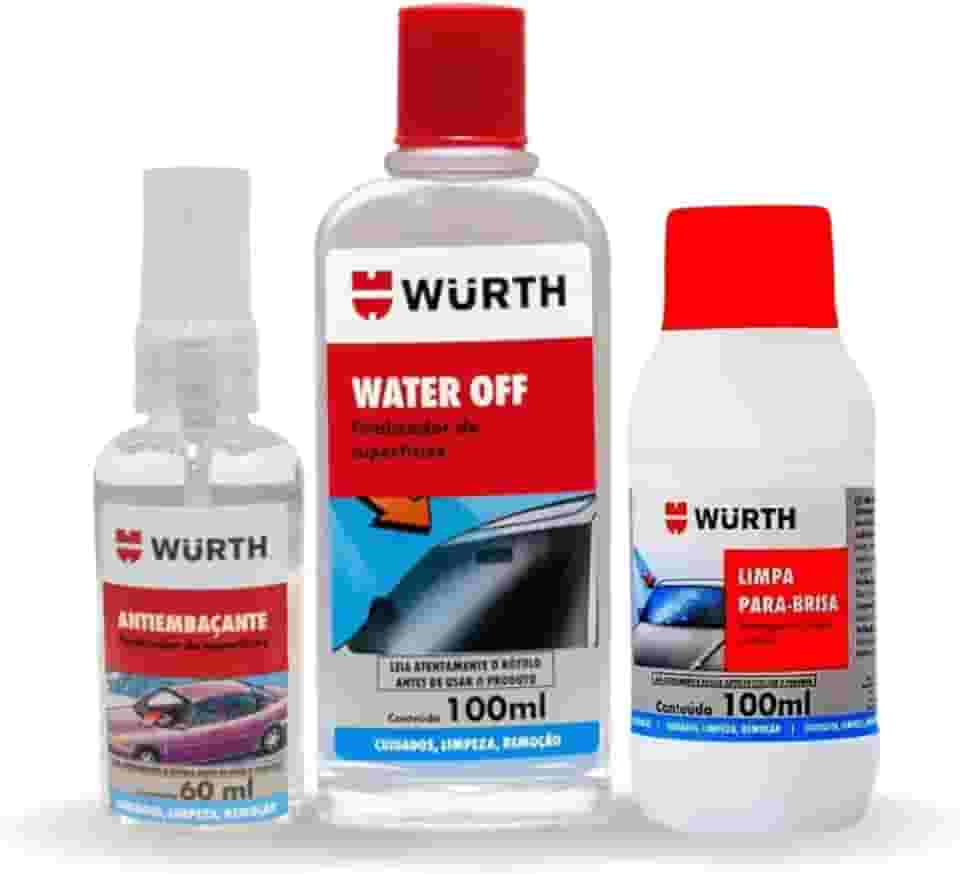Kit Water Off Wurth Repelente de Agua + Anti embalante + Limpa para brisa para carro Wurth