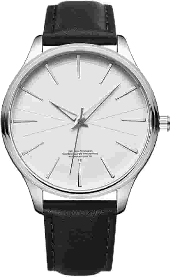 Relógio Masculino Pulseira Em Couro Preto Marrom Resistente À Água Luxo Social Casual Minimalista Analógico Importado 43mm GRUPO FIRST SHOP