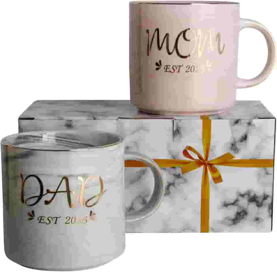 Mamãe e papai Est 2026 canecas de café, presentes para novos pais para casais, presentes de mamãe e papai para futuros pais de primeira viagem, 340 g