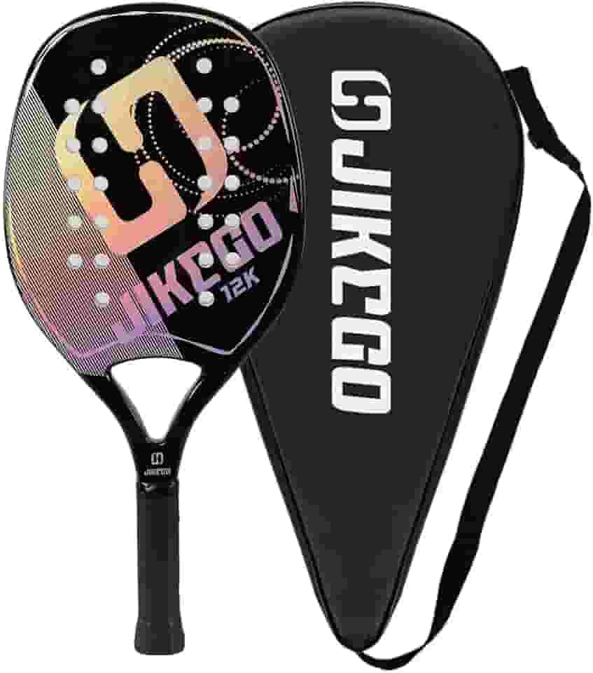 Raquete de Tênis de Praia em Fibra de Carbono 12K, EVA Core Spin, Fibra de Vidro Profissional (JKB003-12K)