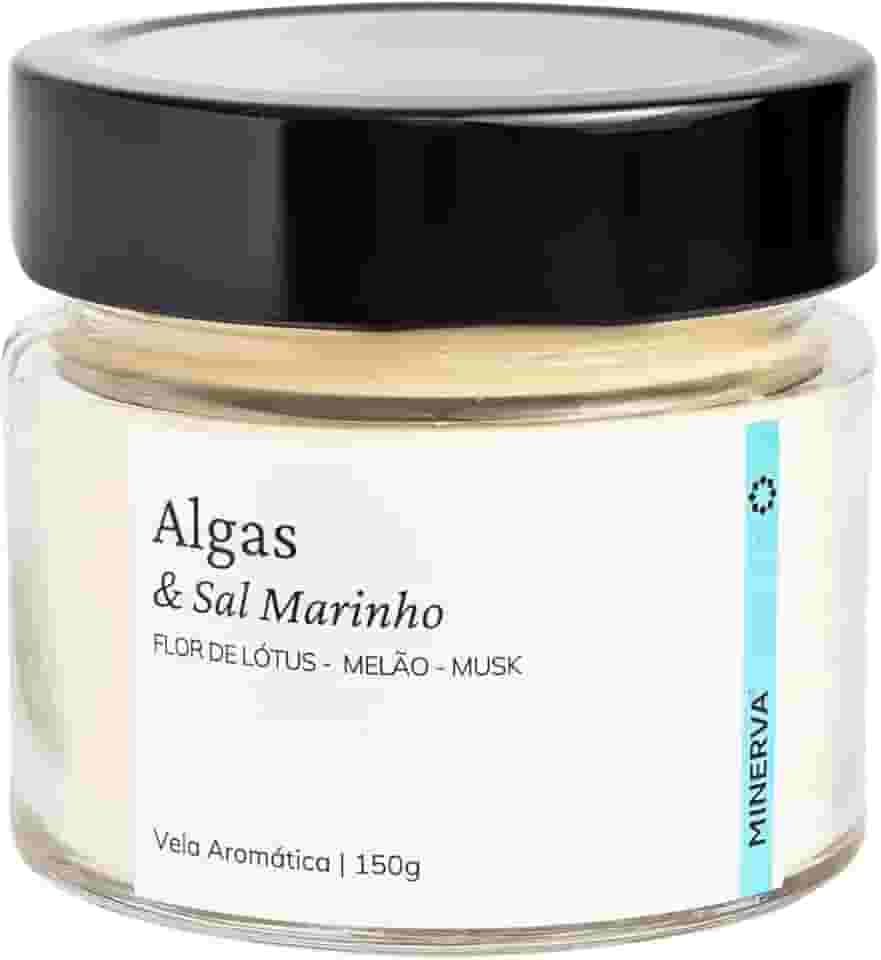 MINERVA - Vela Aromatica Artesanal Perfumada - 150g (Algas e Sal Marinho)