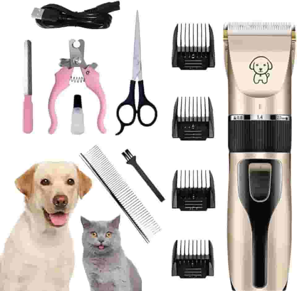 Máquina de Tosar Pet Profissional Kit Maquininha de Tosa Silenciosa Recarregável Para Cães Gatos com Acessórios - YODHE