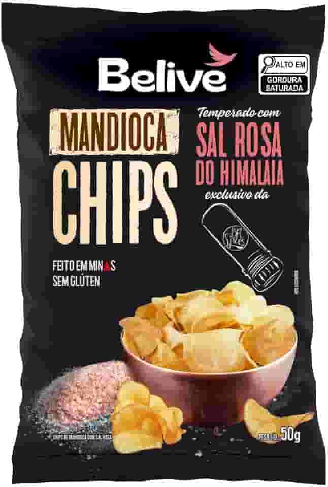 Mandioca Chips Belive temperado com Sal Rosa do Himalaia BR Spices - 50g