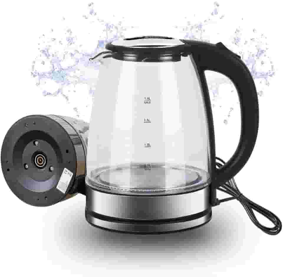 Chaleira Eletrica de Vidro 110v Potência 1200W Capacidade 1,8L Desligamento Automático Efeito de Luz Interno - Qualidade Premium Ezc® (110v)