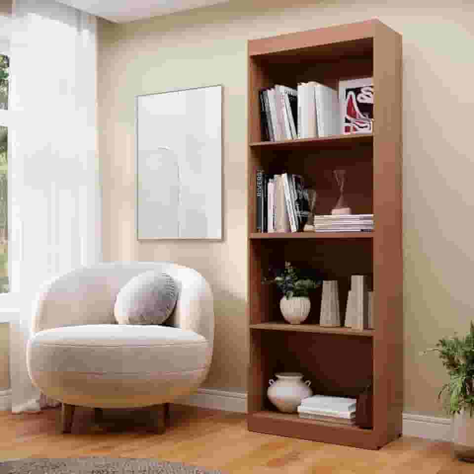 Estante Livreiro Flex Multiuso Bipartido com 4 Prateleiras – Montagem Vertical ou Balcão (Nature)