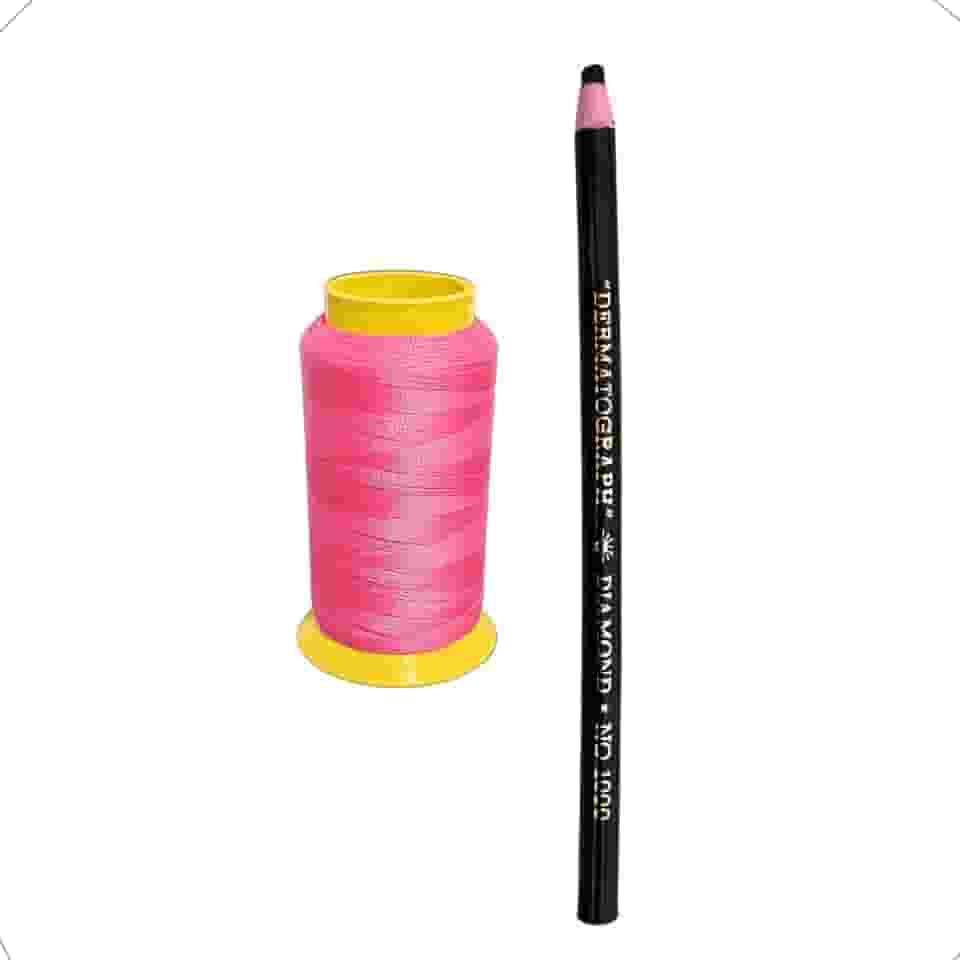 Linha epilação egipicia 100% poliamida Rosa + Lapis Dermatografico Preto Design Sobrancelha Micropigmentação