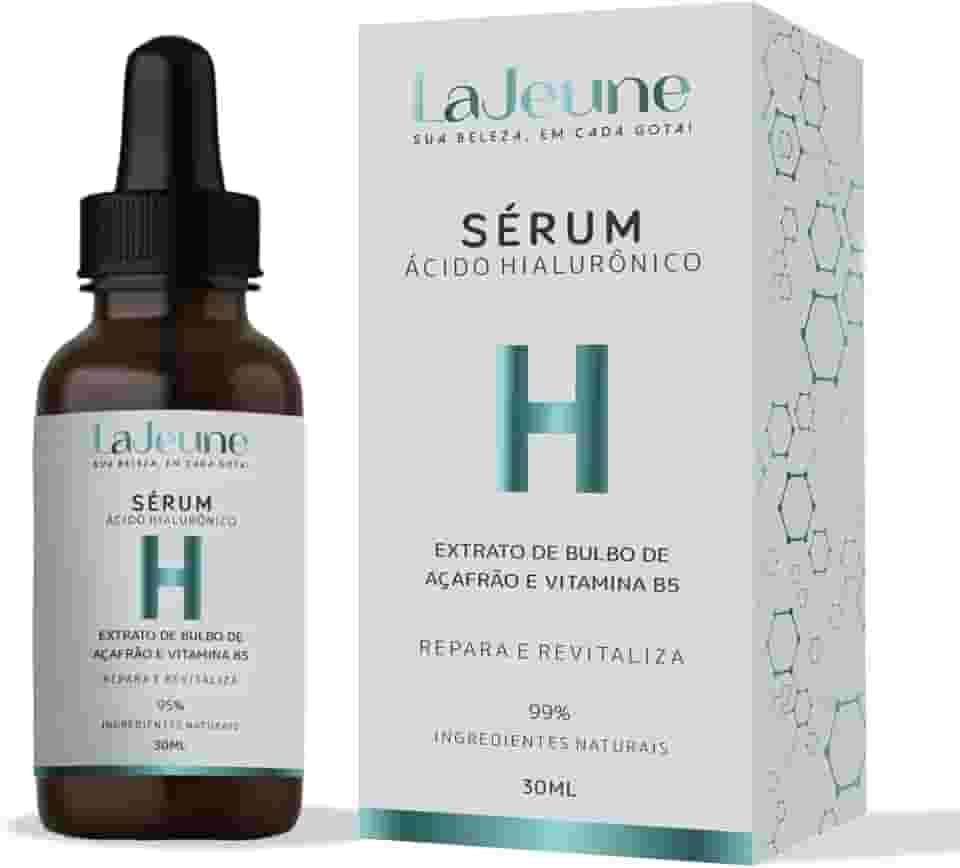Serum Facial Ácido Hialurônico + Vitamina B5 + Extrato de Bulbo de Açafrâo -99% Ingredientes Naturais - Hidratação Intensa- Tonifica a Pele-Revitaliza o Rosto- Combate a flacidez no Rosto -Reduz rugas e linhas de expressão-Estimula a produção de colágeno e elastina– Ideal para todos os tipos de pele– 30 ml