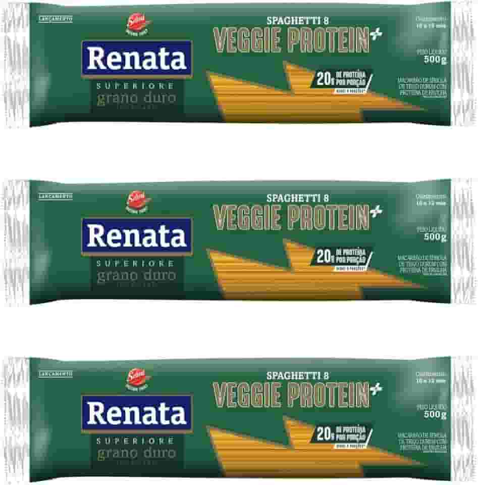 Kit 3 pacotes de Macarrão Espaguete Veggie Protein+ 500g cada - Renata