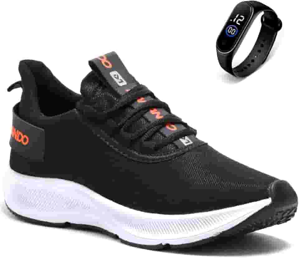 Tenis Masculino Academia Corrida Treino Esportivo Caminhada Confortavel e Leve + Relógio Digital