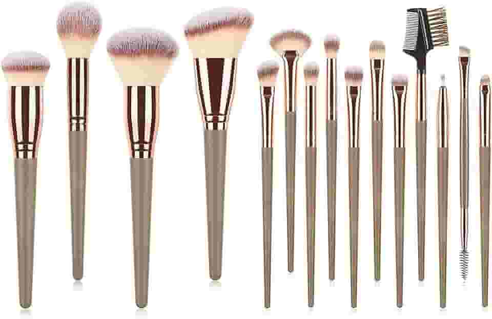 Kit de Pincéis de Maquiagem 15 Peças - Cerdas Sintéticas Macias - Completo para Todos os Tipos de Make